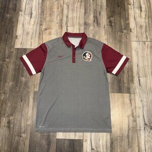 Florida State Seminoles Shirt Mens L Maroon NCAA Football Nike Dri Fit Polo